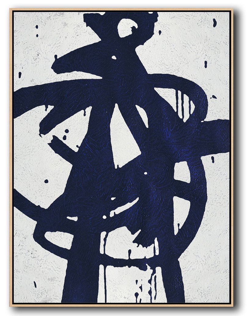 Buy Hand Painted Navy Blue Abstract Painting Online - Where To Order Canvas Prints Huge